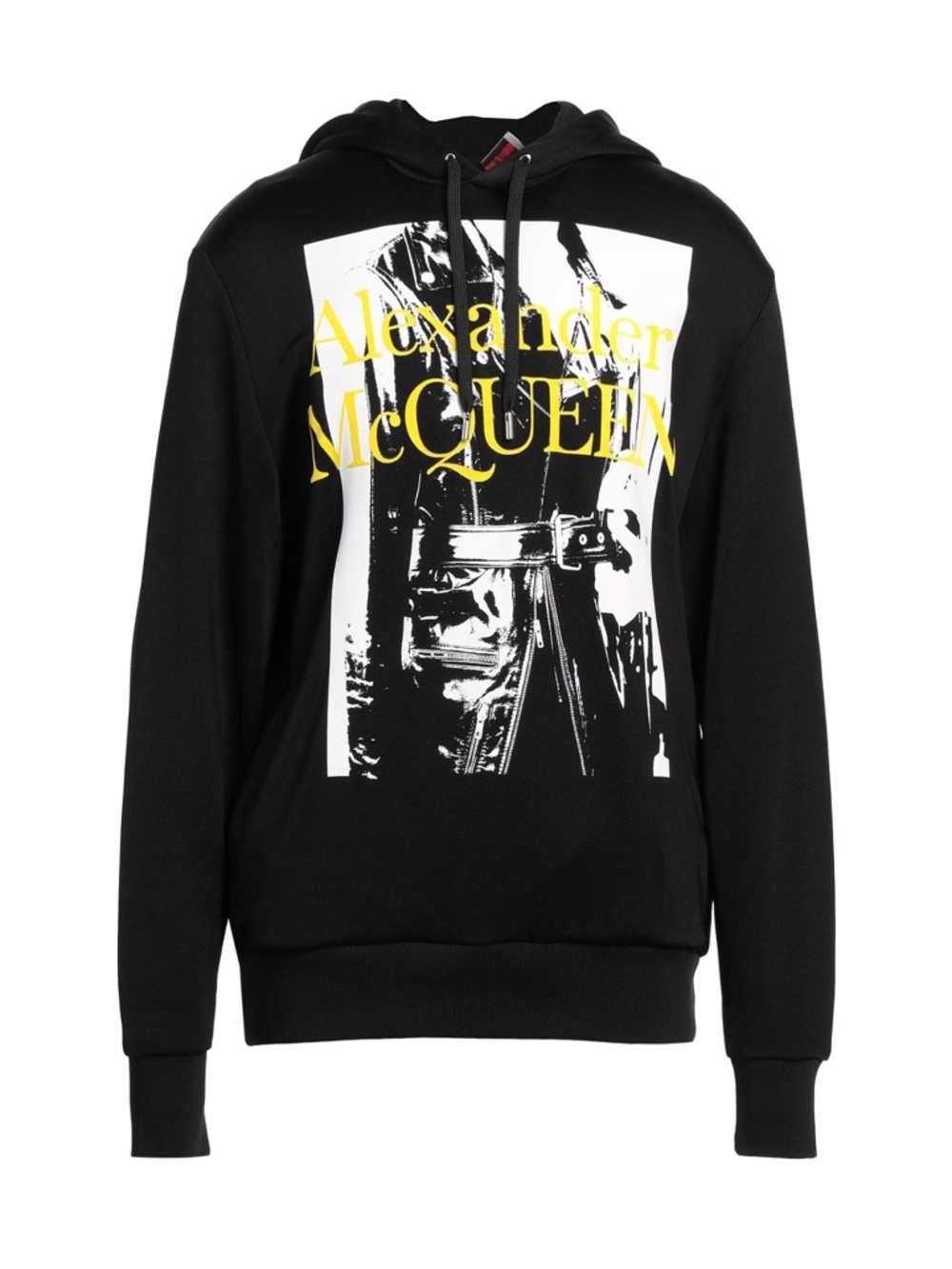 Alexander McQueen Black Hoodie with Yellow Logo Print